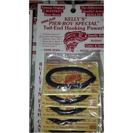 Kellys Pier Boy Special PreRigged Plastic Worm, 5 12, 3 6 Hooks, Purple Wild Grape PBS101-PWG
